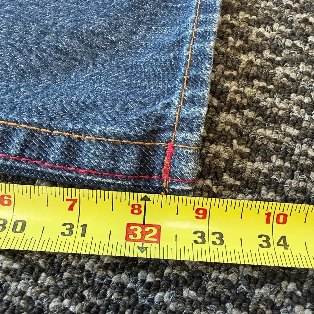 True Religion Straight Cut Denim Jeans Mens Faded Distressed Flap Pocket 40x33